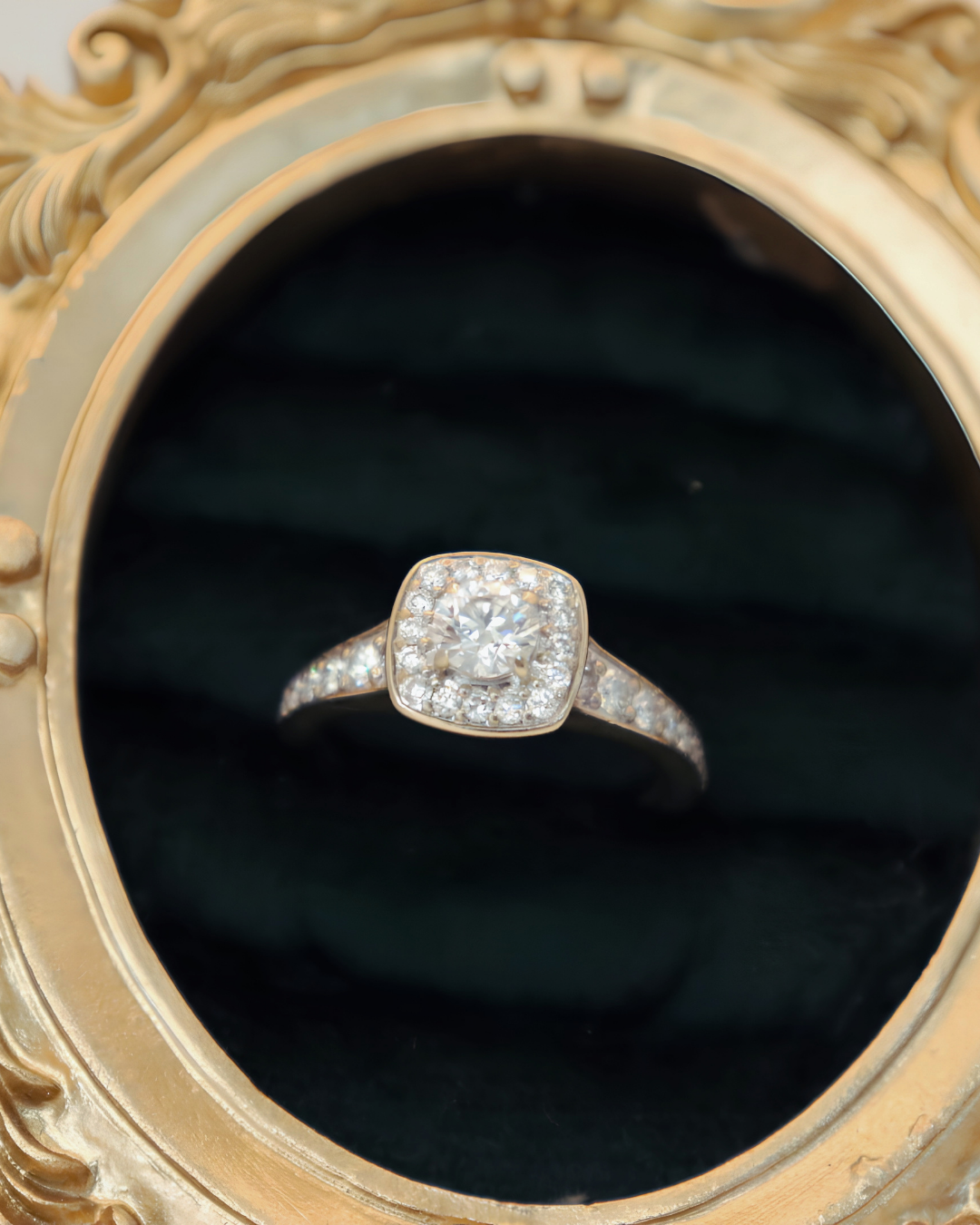 Pre-loved 14k White Gold I Do .40ctw Engagement Ring w/ .25cttw Accent Diamonds 
