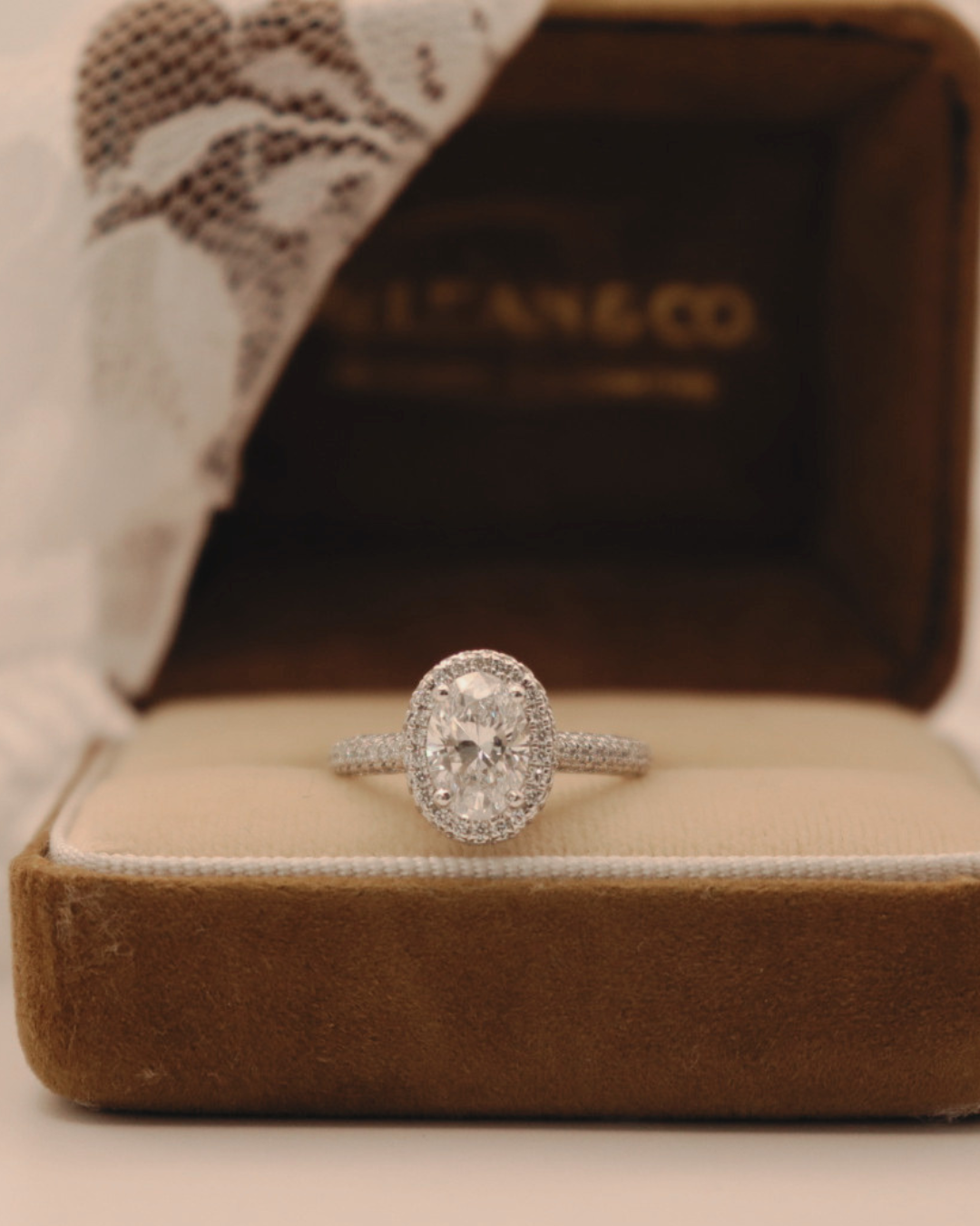 Pre-loved Platinum James Allen Custom Engagement Ring w/ 1.08ct Oval D Flawless Diamond & .45ctw Pave Diamonds w/GIA Cert #22133325989