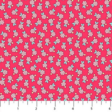 Quilting In Bloom Floral Spot Red Multi by Pigs in a Blanket Quilting