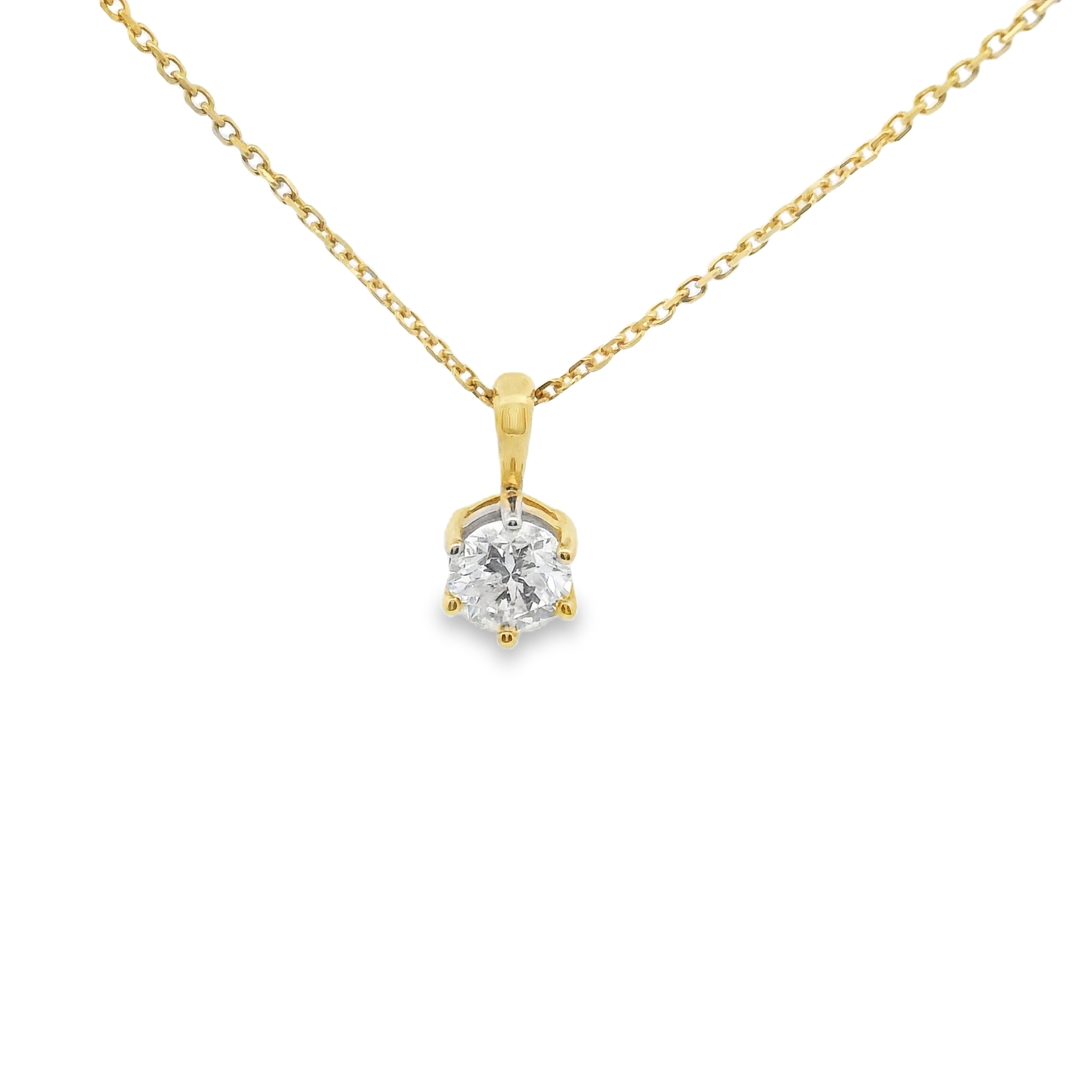 14K Yellow Gold .50CT  F-Color I1-Clarity Diamond Solitaire Pendant