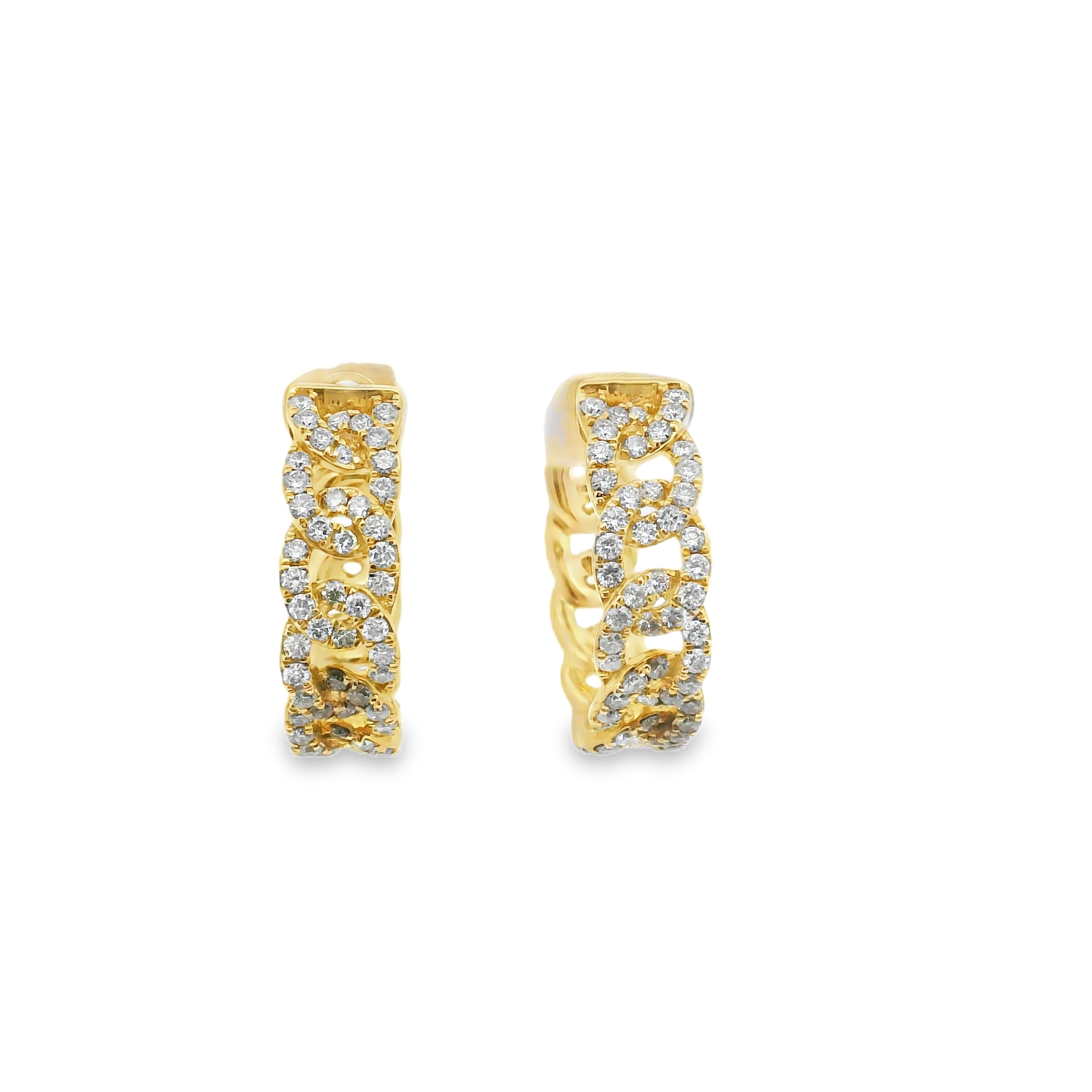 14K yellow gold hoop earrings with 1.60ct diamonds 14K Yellow Gold 1.60CT Diamond Hoop Earrings