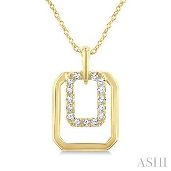 Ashi - 10KY 1/10 Ctw Nested Octagonal Frame Round Cut Diamond Fashion Drop Pendant With Chain in 10K Yellow Gold