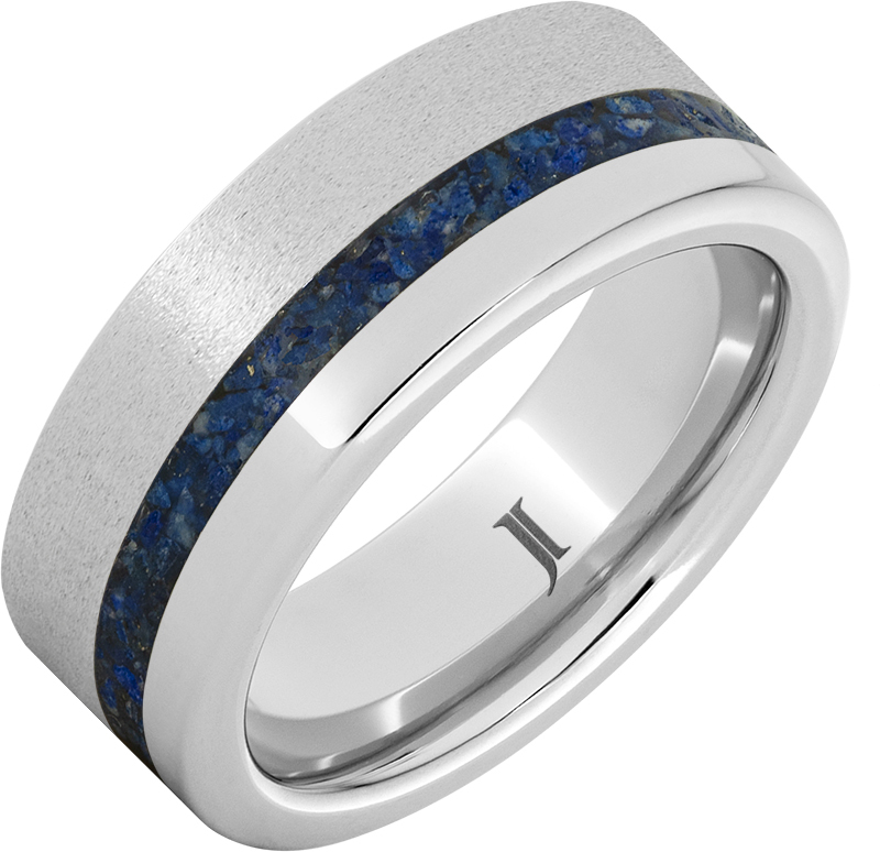 JI - Size 10, 8mm Serinium 2mm Inlay with Crushed Lapis and 1/2 Stone