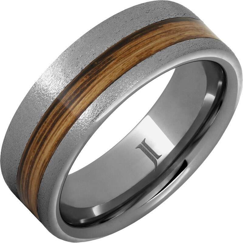 JI - Size 10, Barrel Aged Black Diamond Ceramic Ring with Rye Whiskey Inlay and Stone Finish