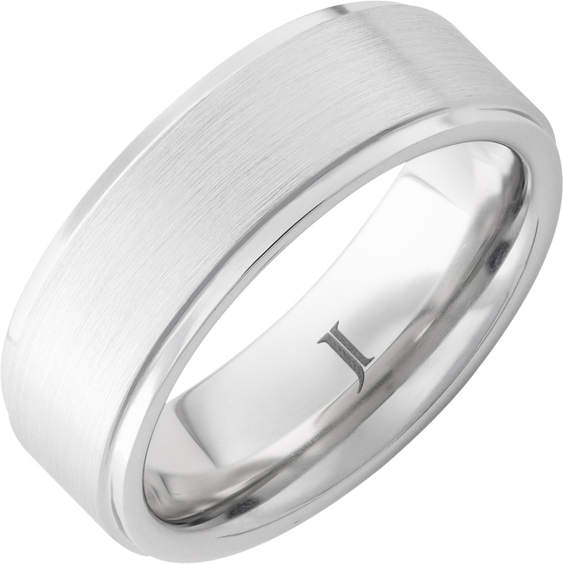 JI - Size: 10 Serinium® 8mm Flat Band with Grooved Edges and Satin Finish