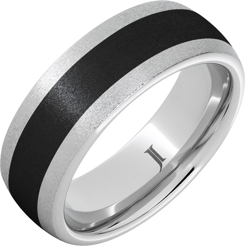 JI - Size 10, Serinium® Ring with Black Diamond Ceramic™ Inlay and Stone FInish