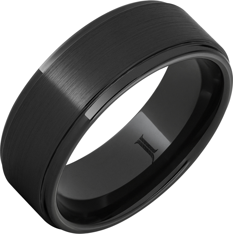 JI - Size 11.5, 8mm Black Diamond Ceramic™ Grooved Edge Band with Satin Finish