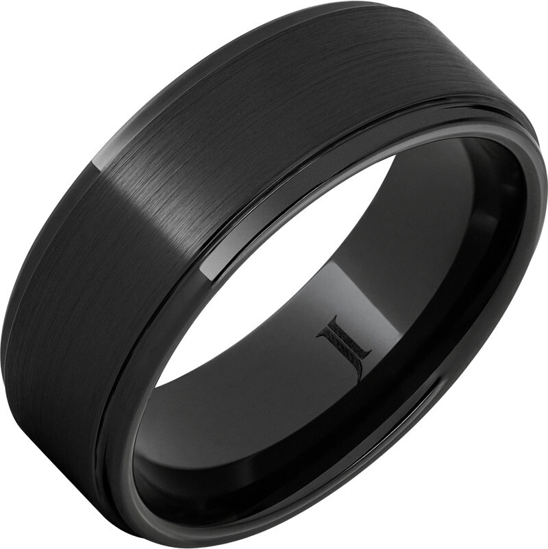 JI - Size 11, 8mm Black Diamond Ceramic™ Grooved Edge Band with Satin Finish