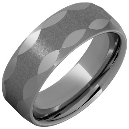 JI - Size 9.5, Rugged Tungsten Domed Polished Band with Oval Facets