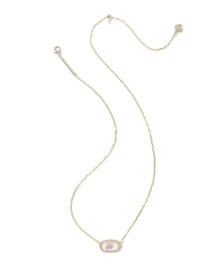 Kendra Scott - ELISA PAVE FRAME SHORT PENDANT NECKLACE GOLD IVORY MOTHER OF PEARL LOVE SCRIPT