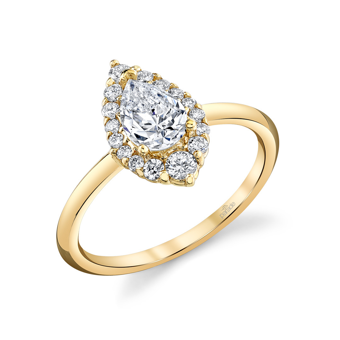 Parade - 14KY Pear Semi-Set Engagement Ring 16-RD 0.26ctw (Fits 7x5mm Pear) 