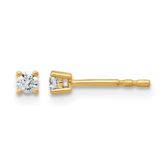 QGold - 14KY 1/10 carat total weight Round VS/SI GH Lab Grown Diamond 4 Prong Stud Post Earrings