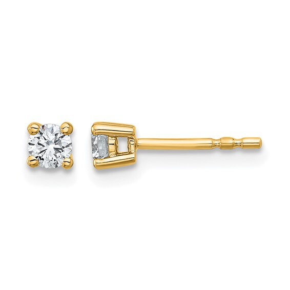 QGold - 14KY 1/4 carat Lab Grown Diamond VS+ F+ Round Complete Four Prong Heavyweight Stud Earrings