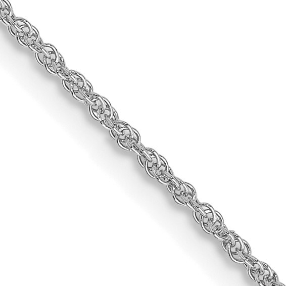 QGold - 14K White Gold 18 inch 1.1mm Baby Rope with Spring Ring Clasp Chain