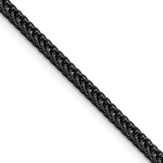QGold - Chisel Stainless Steel Polished Black IP-plated 3.2mm 24 inch Square Wheat Chain