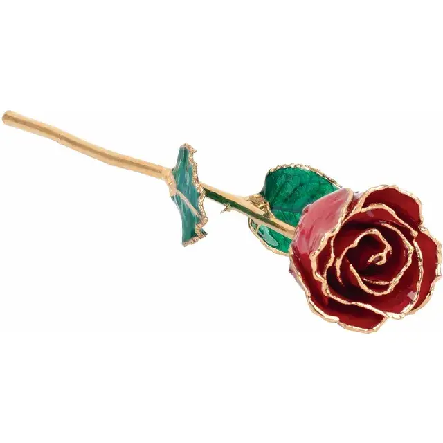 Stuller - Lacquered Ruby Colored July Birthstone Rose with Gold Trim