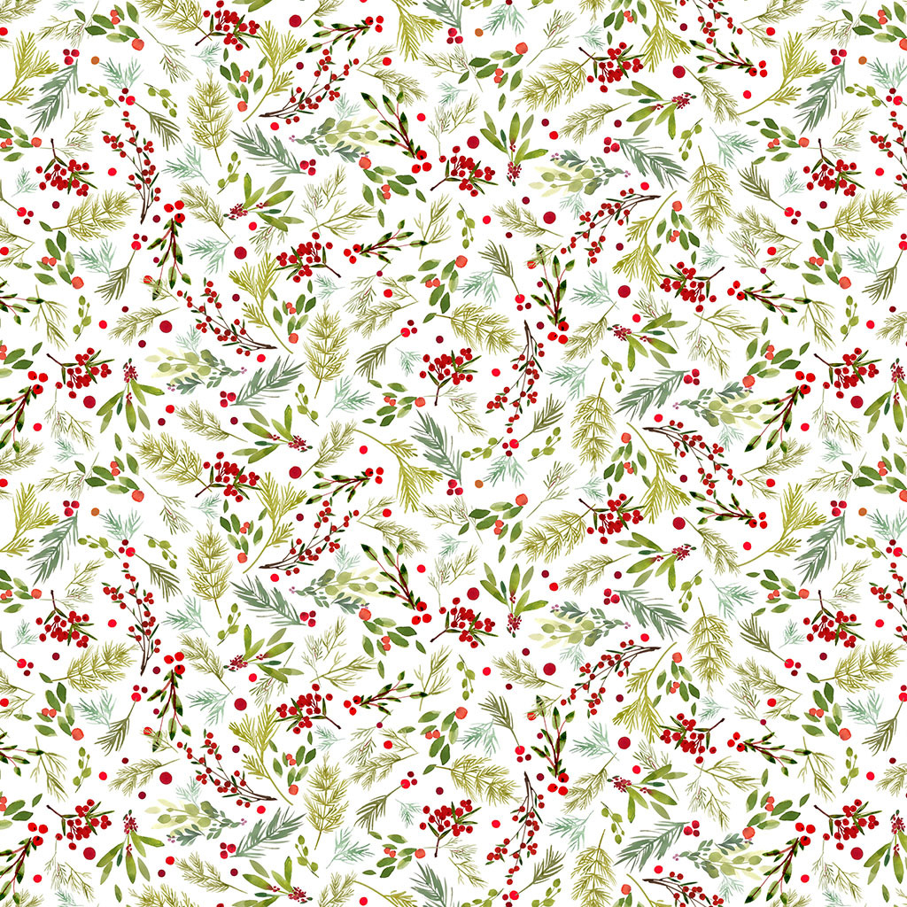 Very Berry Christmas Digital Berries and Sprigs Multi Color 