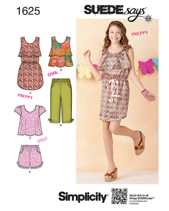 Simplicity Girls Plus Dress Top Pants & Shorts Sizes81/2-161/2 1625BB