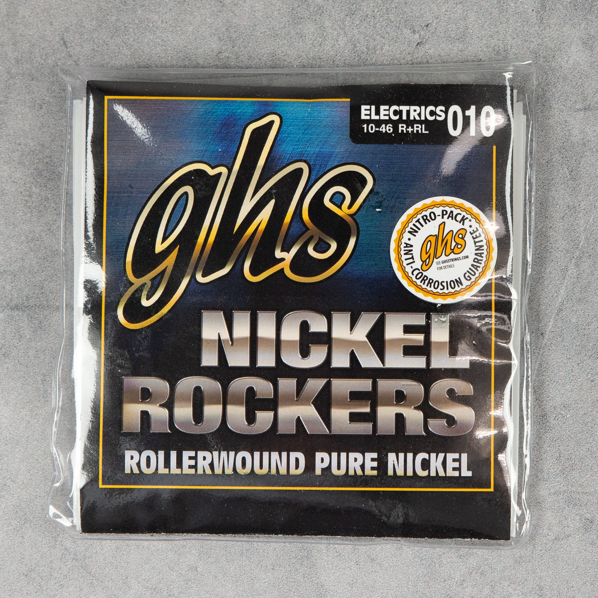 GHS R+RL Nickel Rockers Pure Nickel Rollerwounds Electric Guitar Strings, Light, 10-46
