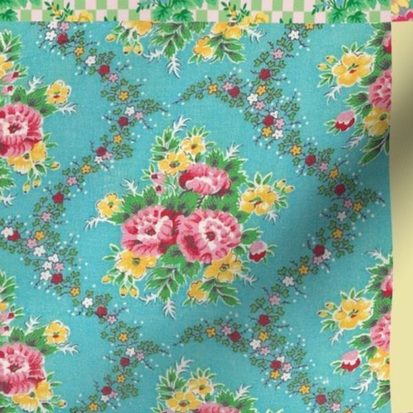 Vintage Blooms - Florals Cheater Quilt Patchwork Bouquets Scrappy Fabric Fat Quarter