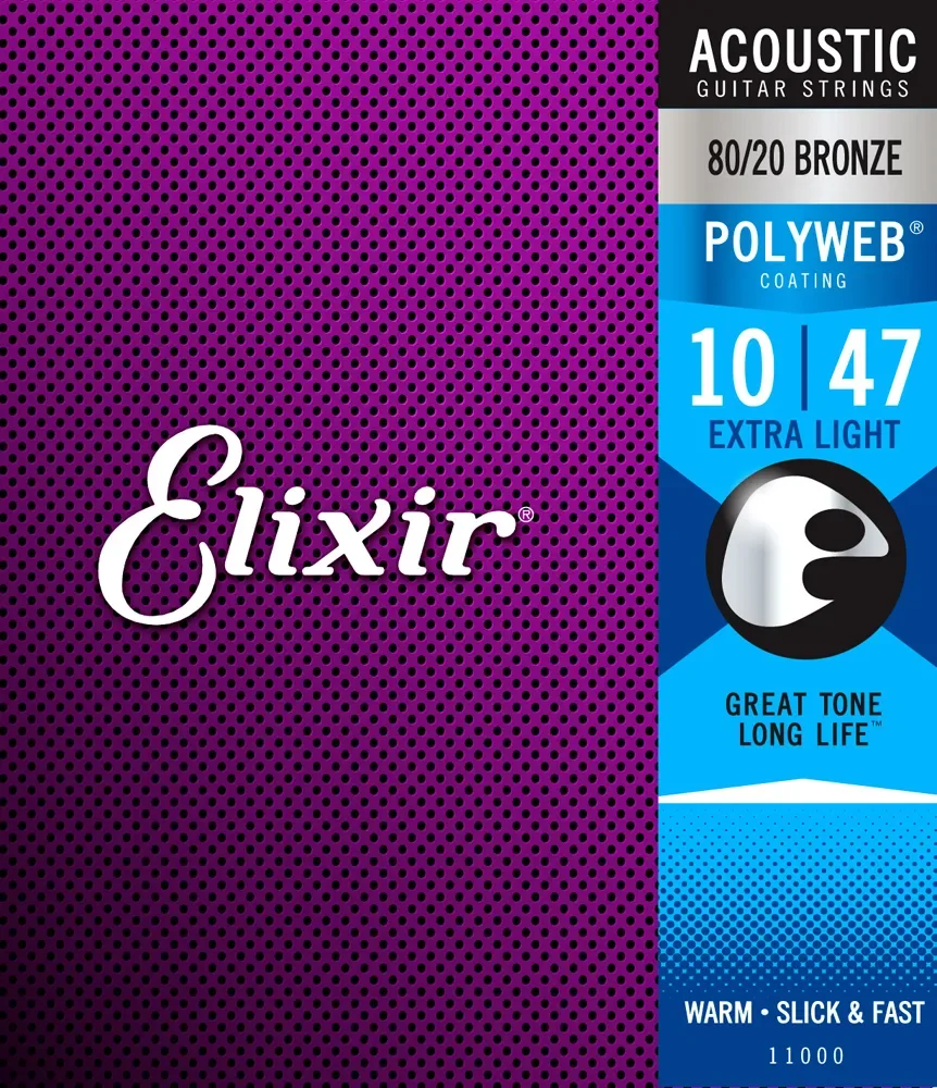 NEW Elixir (11000) 10-47 Polyweb Acoustic Guitar Strings