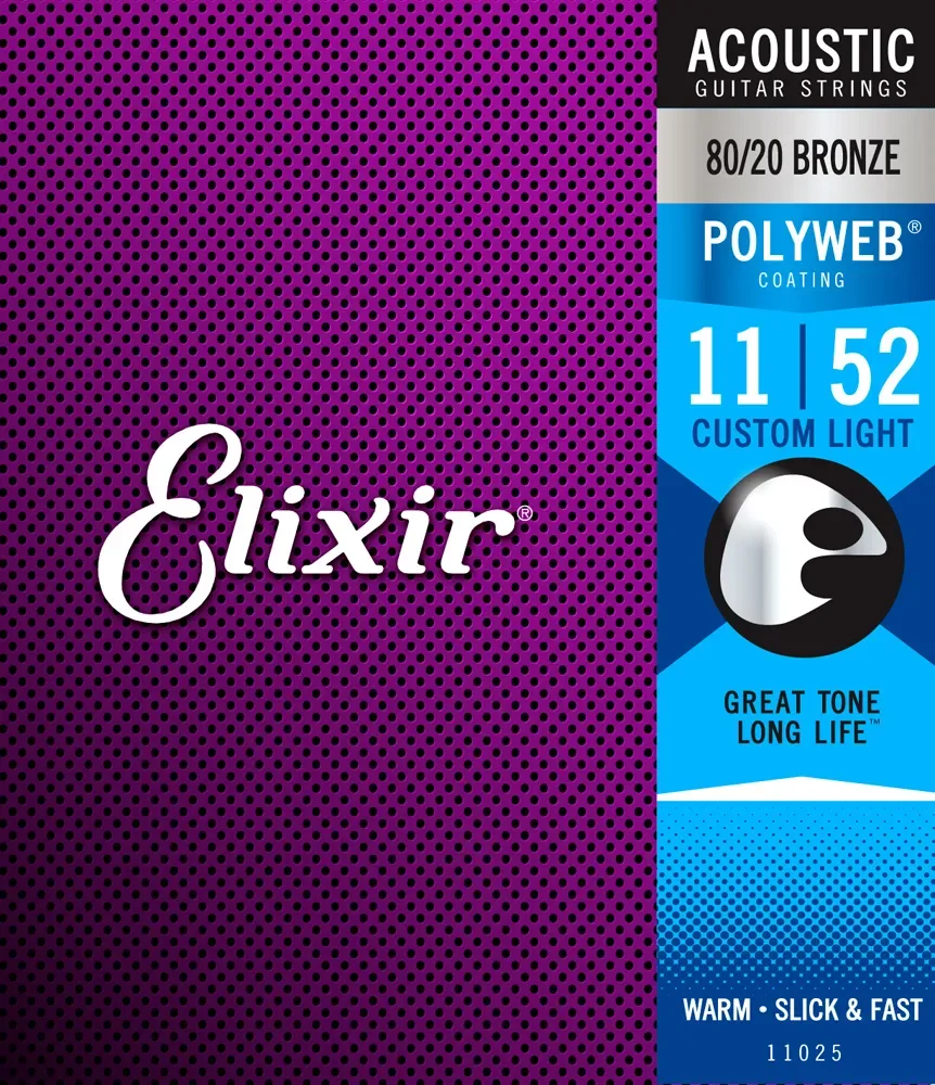 NEW Elixir (11025) 11-52 Polyweb Acoustic Guitar Strings