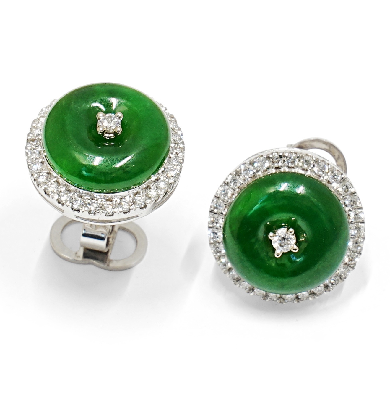 18W 6.86ctw Jadeite Bi-Disk 58D 0.66ctw GIA HKGL & MK reports