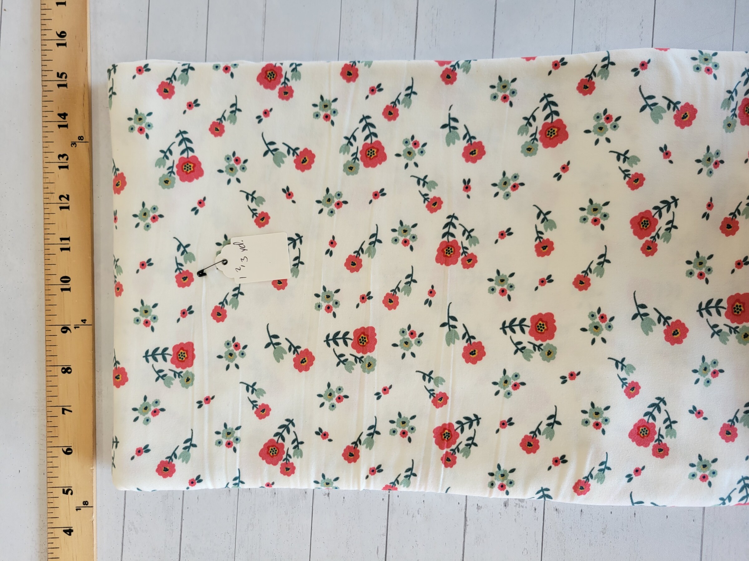 1 2/3 Yard Remnant | Double Brushed Darling Floral Ivory/Coral