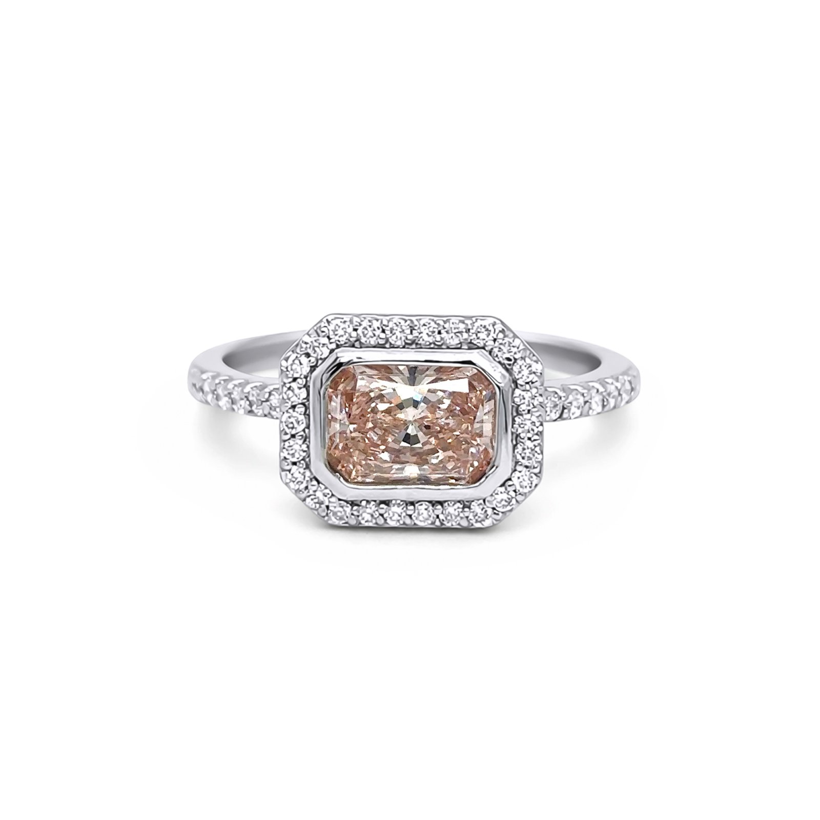 14KW 1.42CTW FANCY PINK-WHITE LAB GROWN DIAMOND RING VS1-FIP/VS1/F 4.0G