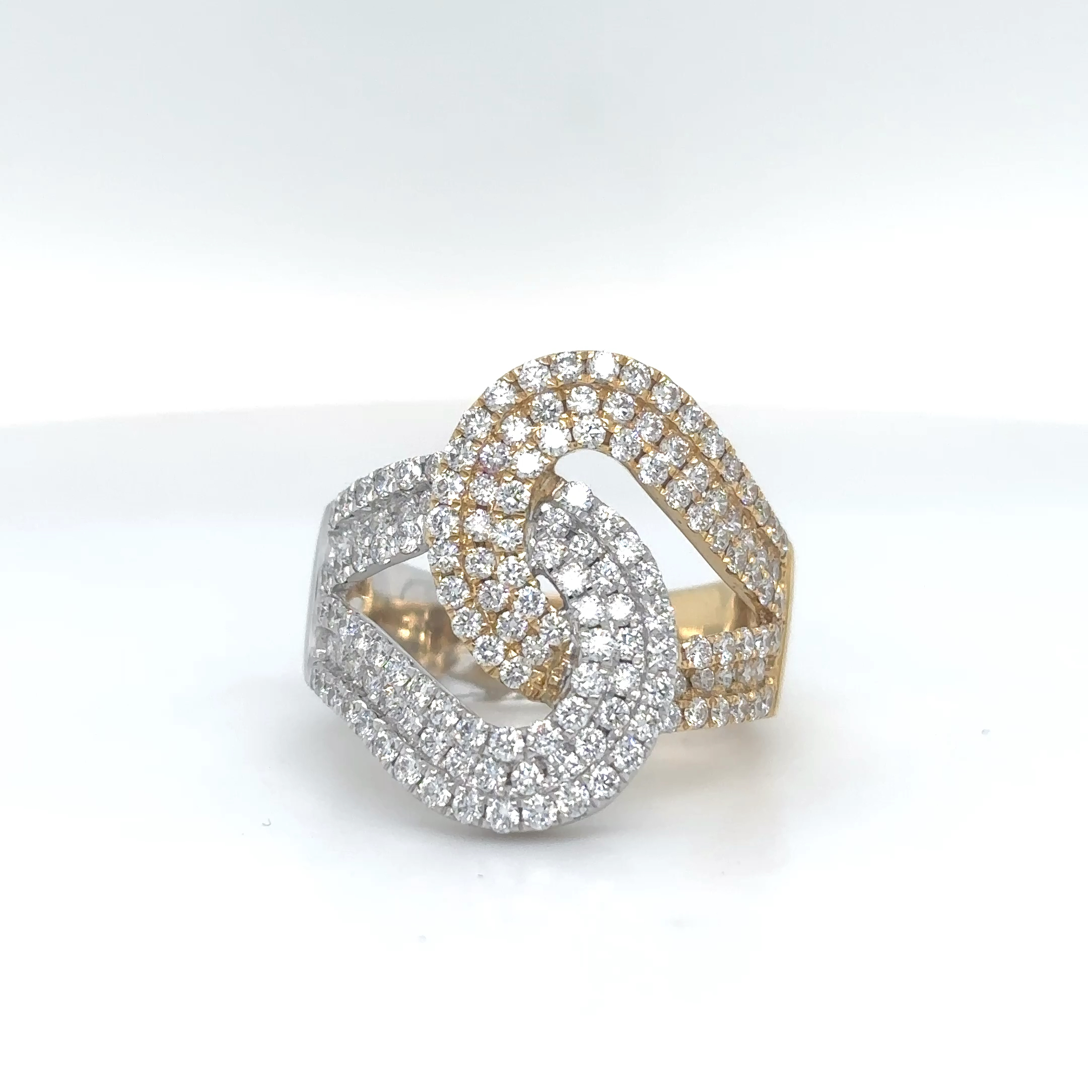 18KTT 1.42CTW ROUND BRILLIANT DIAMOND INTERLOCKING LOOP RING VS/F-G 7.8G