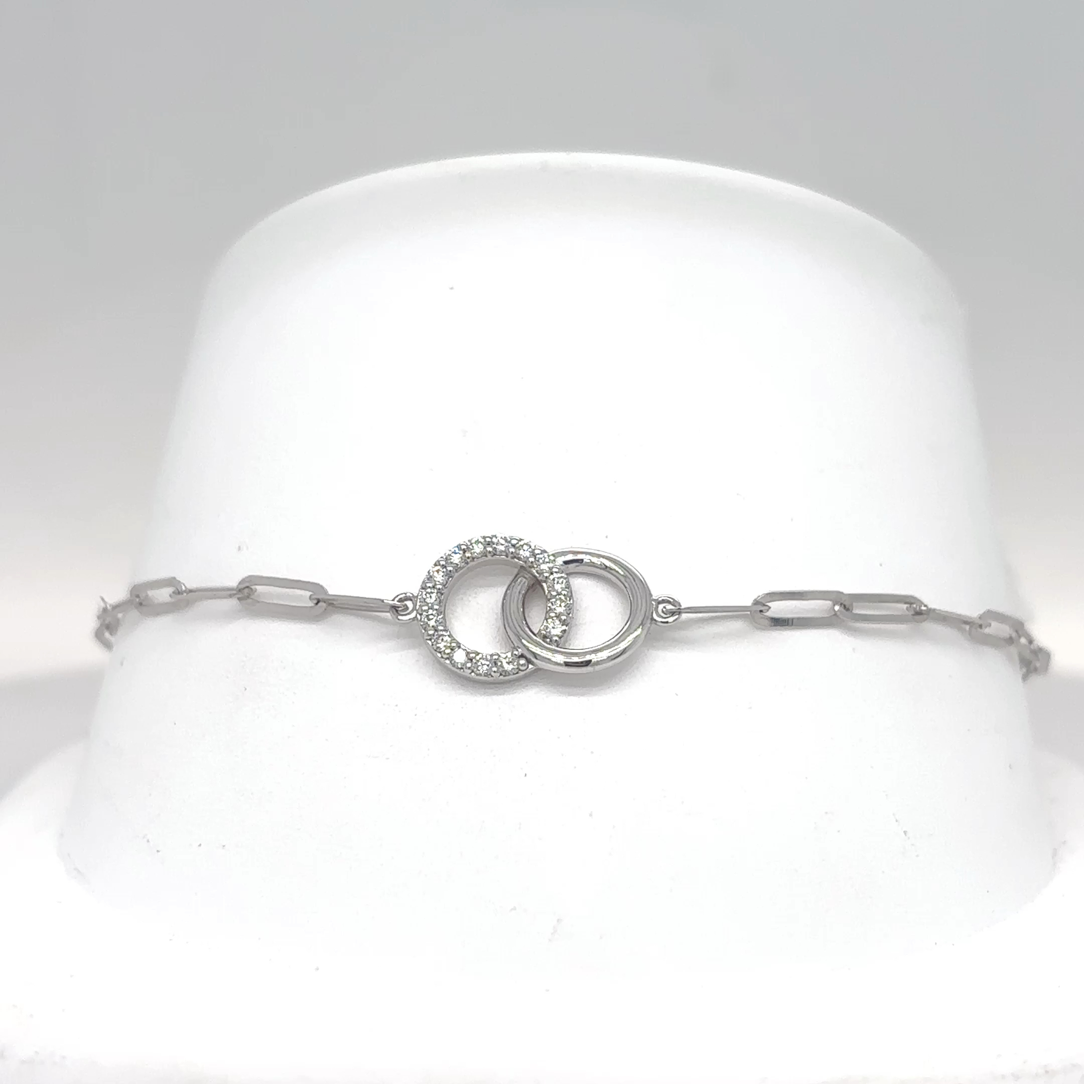 18KW 7.25 0.14CTW DIAMOND CIRCLES LINK BRACLET VS/F-G 2.4G