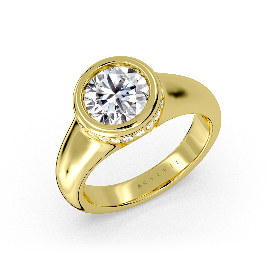 14KY 2.5 ct Round Engagement Ring, Lab Diamond, .20TDW, Size 6.5