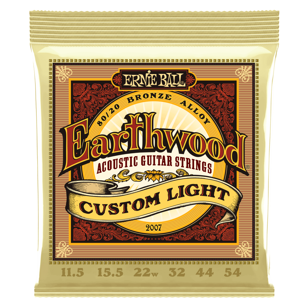 Ernie Ball Custom Light Earthwood 80/20 Bronze Acoustic Guitar Strings 11.5-54 Gauge