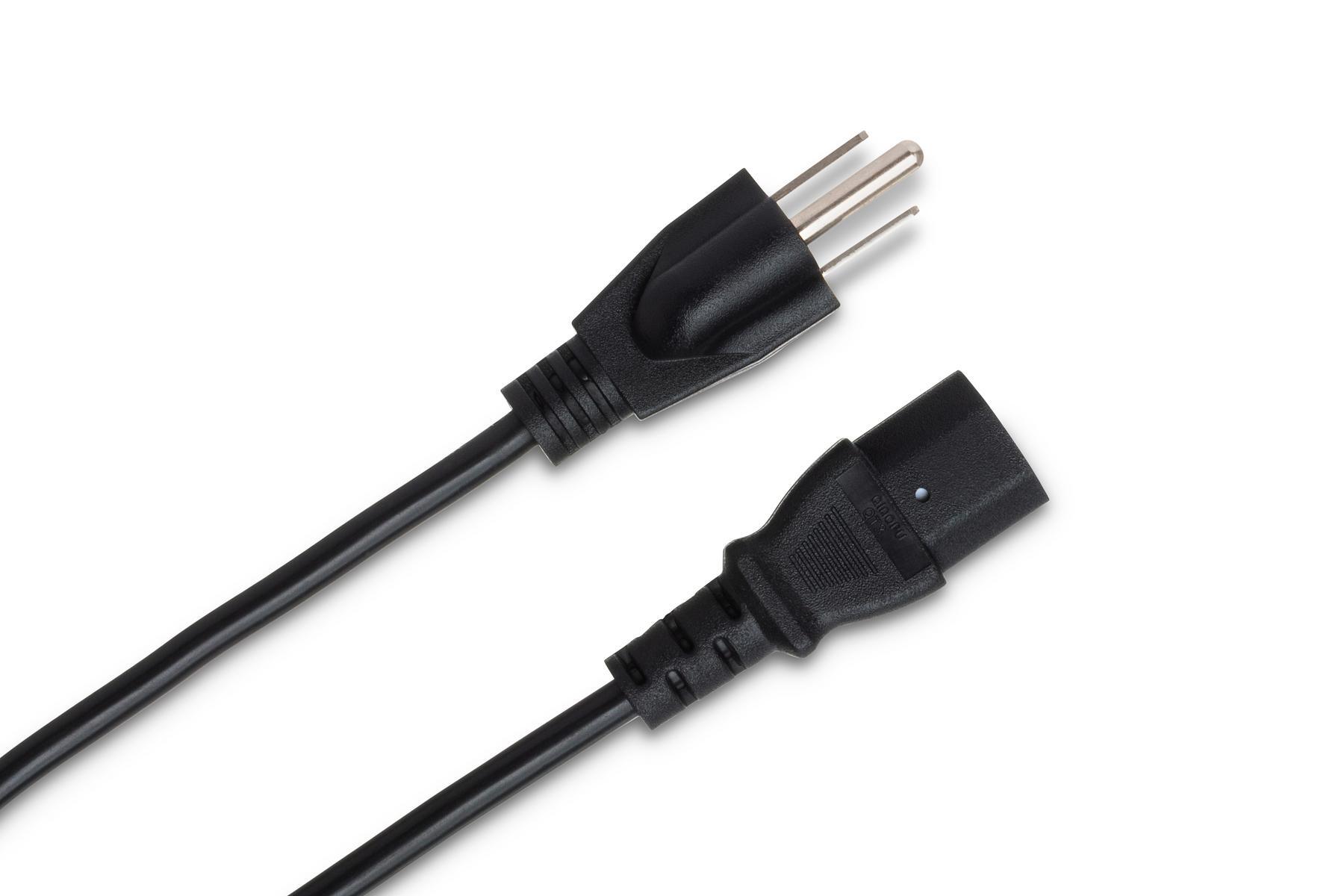 Power Cord, 18 AWG, IEC C13 to NEMA 5-15P 3 ft