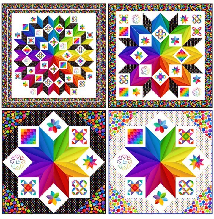 Color Play fabrics with Starburst pattern - throw sized KIT
