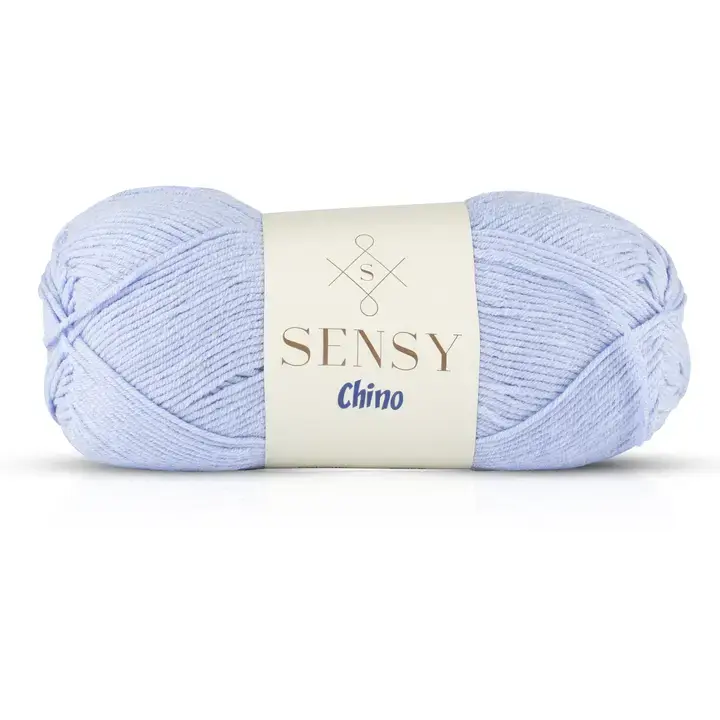 Sensy Chino Soft Cotton Yarn, 3.5 oz, 360 Yards, Gauge 2 Fine- Baby Blue