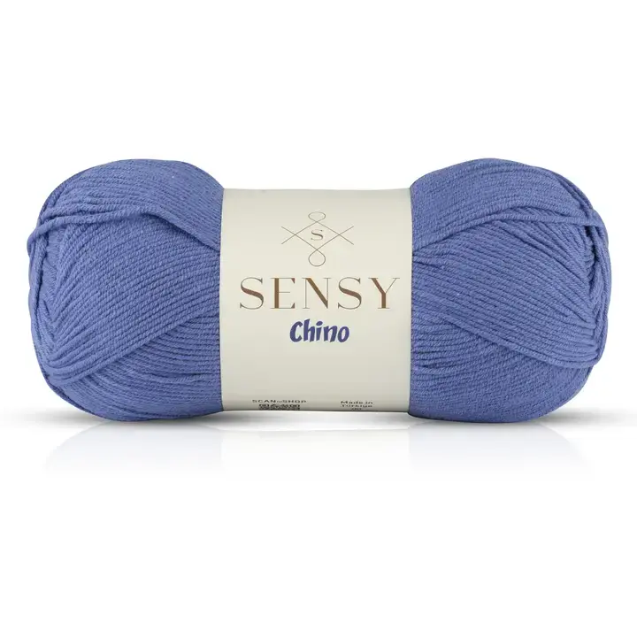 Sensy Chino Soft Cotton Yarn, 3.5 oz, 360 Yards, Gauge 2 Fine- Denim