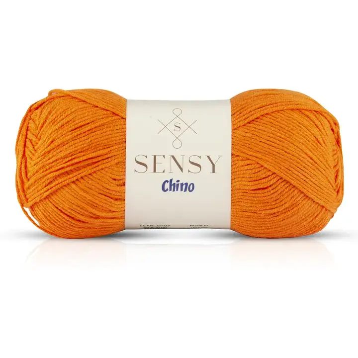 Sensy Chino Soft Cotton Yarn, 3.5 oz, 360 Yards, Gauge 2 Fine- Orange