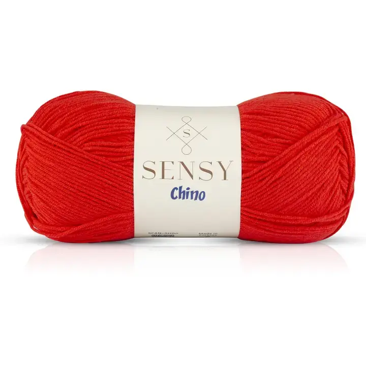 Sensy Chino Soft Cotton Yarn, 3.5 oz, 360 Yards, Gauge 2 Fine- Red