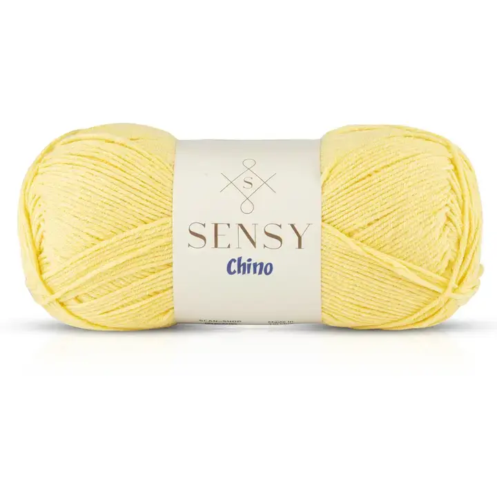 Sensy Chino Soft Cotton Yarn, 3.5 oz, 360 Yards, Gauge 2 Fine- Yellow