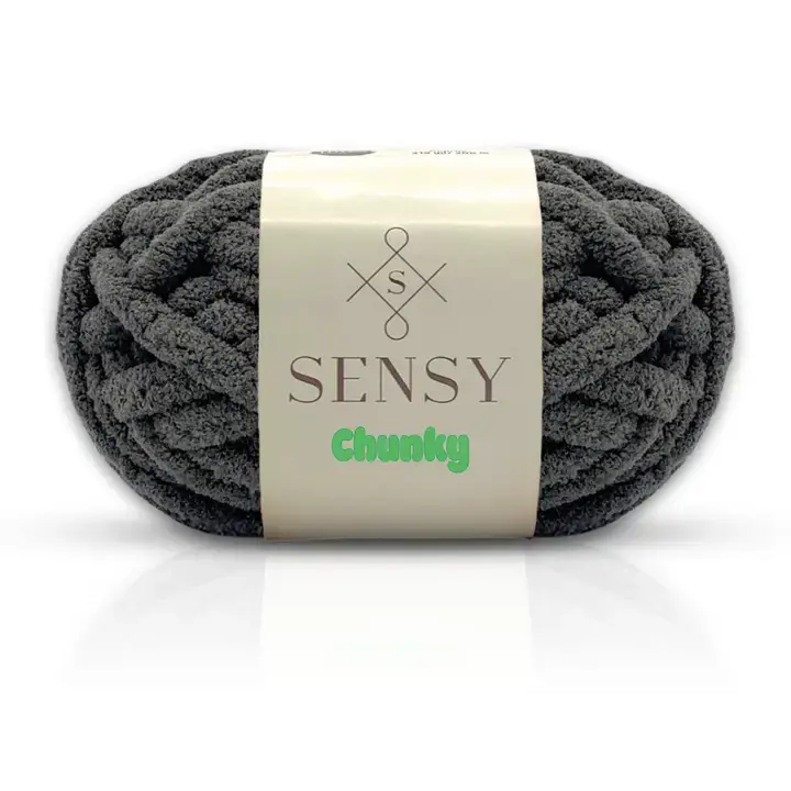Sensy Chunky Yarn, Blanket Yarn, 7 oz, 28 Yards, Gauge 7 Jumbo - dark grey