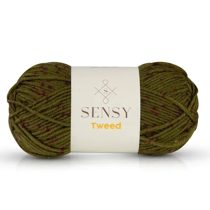 Sensy Tweed Yarn, 3.5 oz, 214 Yards, Gauge 4 Medium- Speckled Forest Green