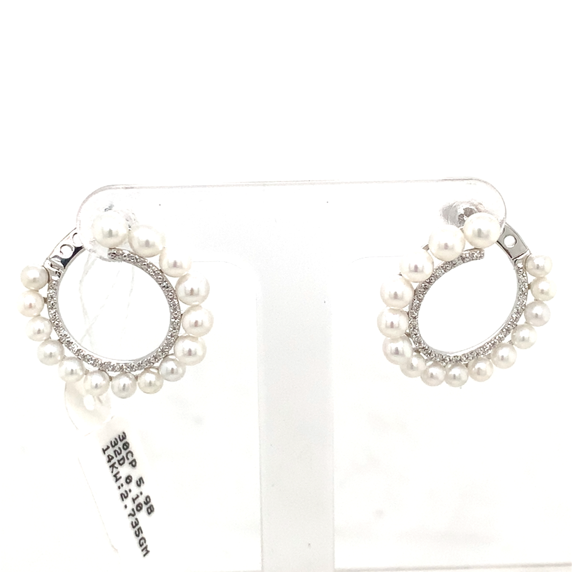14KW 2.73 G 0.10 CT DIA AND 5.98 CT PEARL EARRINGS 