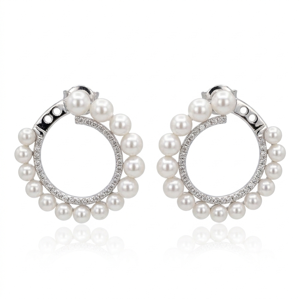 14KW 2.73 G 0.10 CT DIA AND 5.98 CT PEARL EARRINGS 