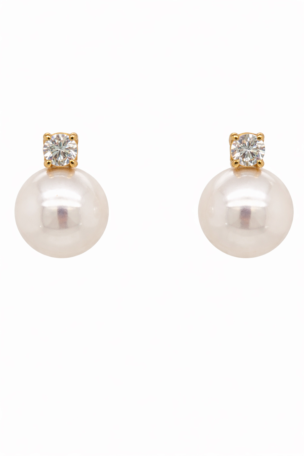 14KY .50 CT 25 PTS DIA AND 13 MM FRESH WATER PEARL STUDS 