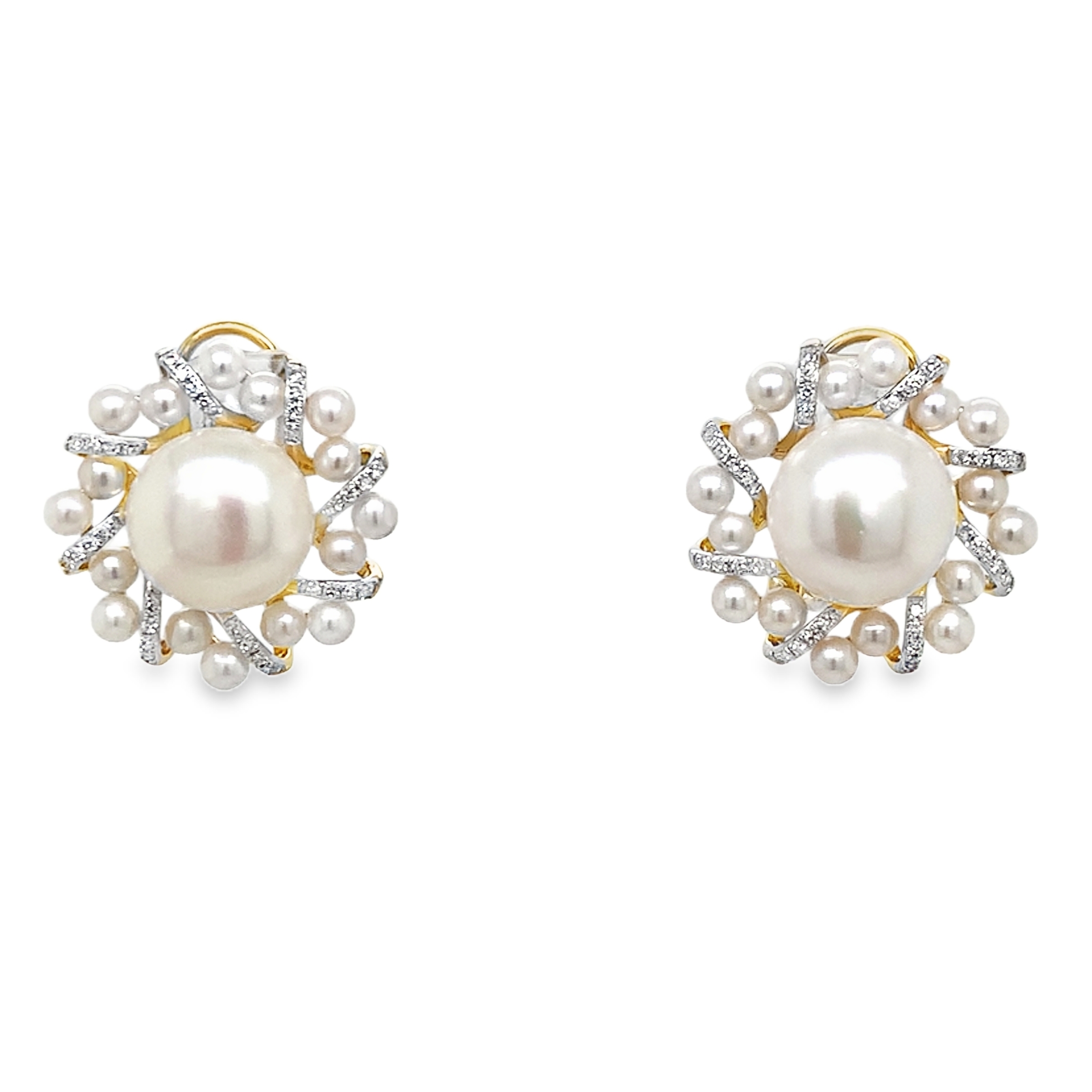 14KY 5.33 G 17.3 CT CP 0.19 CT DIA AND PEARL EARRINGS 