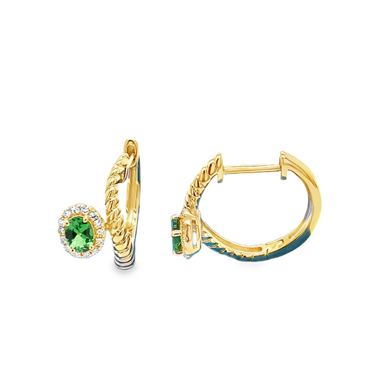 Colored Stone Earrings in 14 Karat Yellow Gold 2.42 Grams