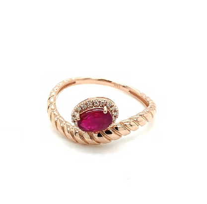 Colored Stone Ring in 14 Karat Rose Gold 2.30 Grams
