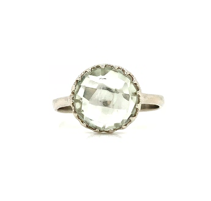 Colored Stone Ring in 14 Karat White Gold 2.3 Grams