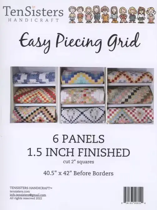 Easy Piecing Grid - 1.5 Inch Finished Pre-cut Package with Directions (6 Panel) - Ten Sisters